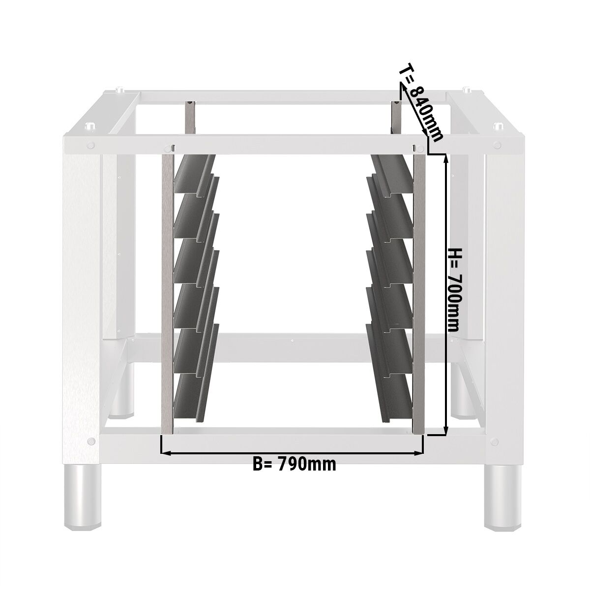6x GN 1/1 Rack for Proofing Cabinet - 790x840x700mm - Stainless Steel - with Rails spacing 80mm - for UKDV1255 - UKDV1255