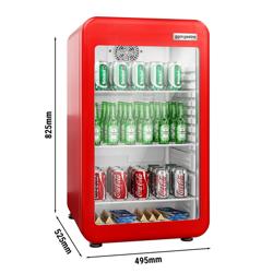 Refrigerador minibar - 113 litros - con 1 puerta de cristal - rojo
