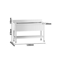 Mycí stůl Premium - 1200x600mm - se spodní policí a 1 dřezem