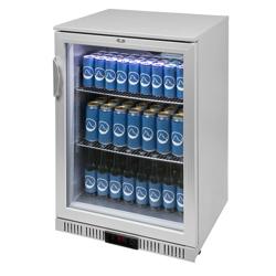 GASTRO-COOL | Réfrigérateur de bar - 600 mm - 128 Litres - avec 1 porte vitrée battante - Argent    