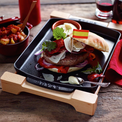 STAUB | SERVING - Farfurie cu bază din lemn - 330x220mm - Fonta - Negru