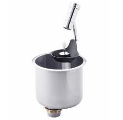 Lave-portionneur 141x141x110mm WATERSTOP - avec arrêt automatique de l’eau (WATERSTOP) - avec régulateur de débit intégré - avec clapet anti-retour (intégré) & panier filtrant intégré - incl. assiette-tamis