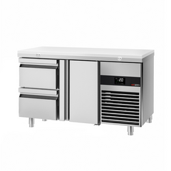 Koelwerkbank PREMIUM - 1400x700mm - met 1 deur & 2 laden - incl. snijplank wit