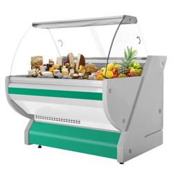 Koeltoonbank - 990x1150mm - 570 liter - kleur groen - gebogen ruit - granitene werkblad