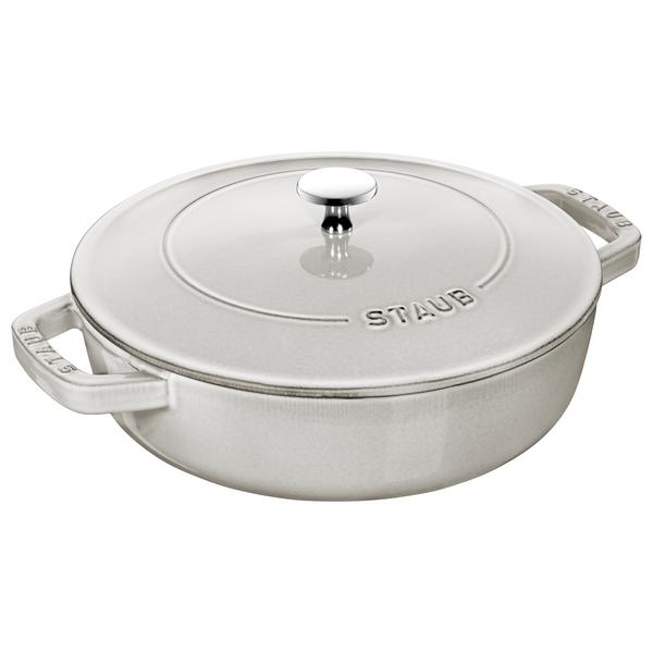 STAUB | BRAISERS - Posuda za pečenje sa Chistera kapljičastom strukturom - Ø 240 mm - Lijevano željezo - Boja bijelog tartufa