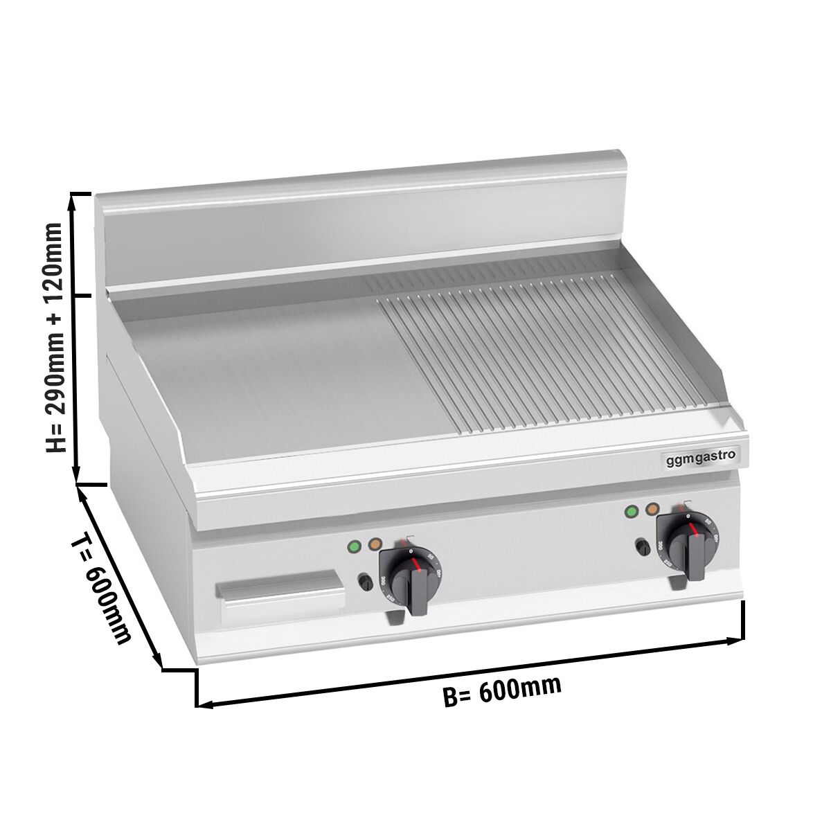 Plaque de cuisson électrique - 8 kW - lisse & rainurée