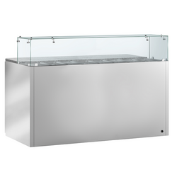 Saladette PREMIUM - 1368mm - 3 deuren - met glazen opzetstuk voor 8x GN 1/6
