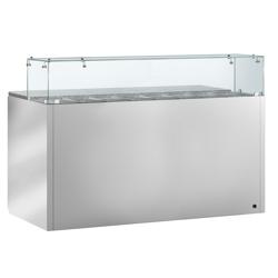 Saladette PREMIUM - 1368mm - 3 glazen deuren - met rechte glazen opzetvitrine voor 8x GN 1/6
