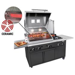 Plinska grill stanica - 22,5 kW - američki stil - inox AISI 304 - crna - profesionalna BBQ kuhinja