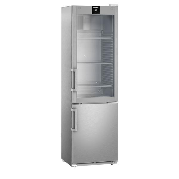 LIEBHERR | Combinazione frigorifero e congelatore in acciaio inox PERFECTION - 232 litri - con 1 porta in vetro e 1 porta piena