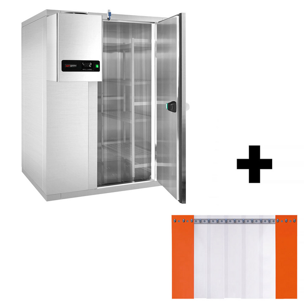 Celulă de congelare din oțel inoxidabil - 1,8 x 1,2 m - înălțime: 2,01 m - 2,65 m³ - incl. unitate de răcire pe perete MINUS