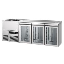 Barkoelkast PREMIUM - 2500x700mm - 3 glazen deuren