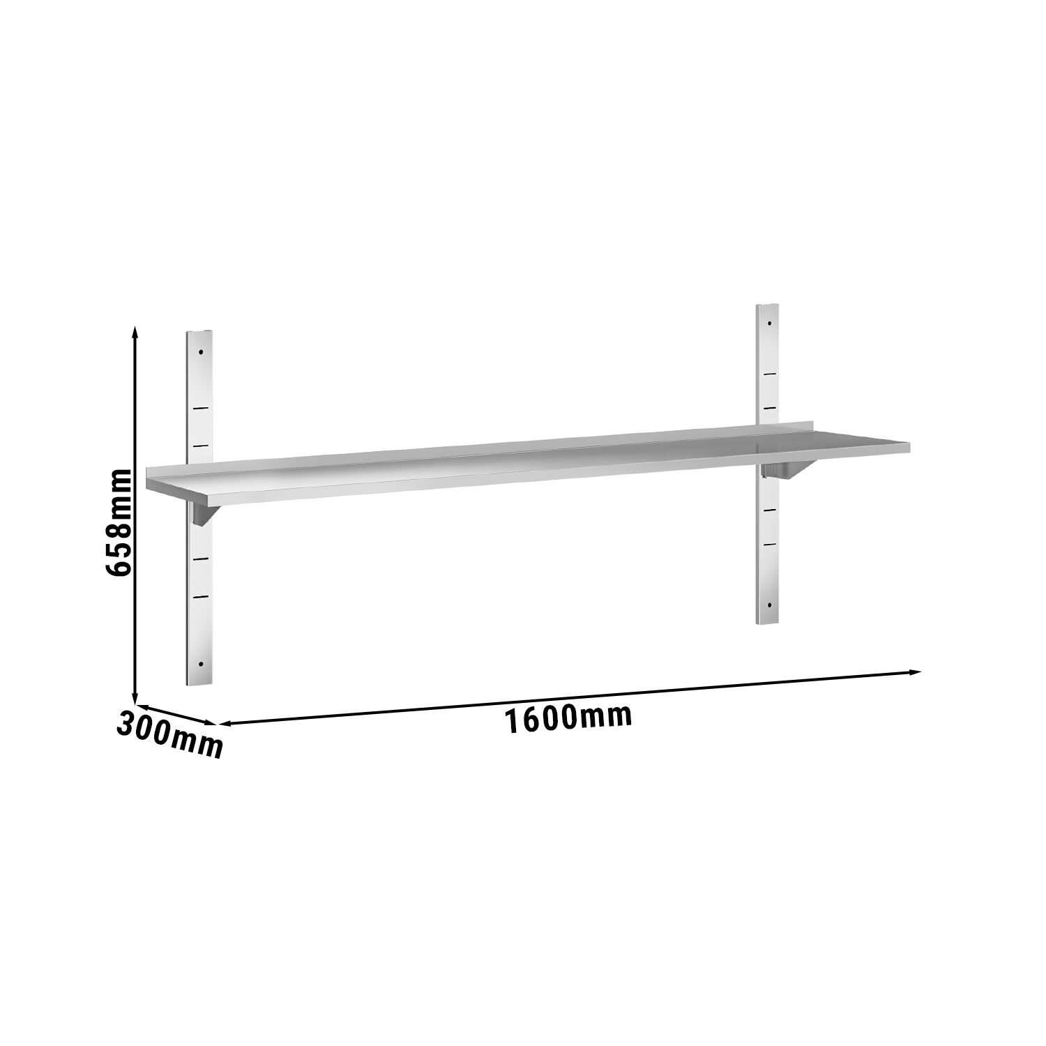 Étagère murale PREMIUM - 1600 x 300 mm - avec 1 niveau