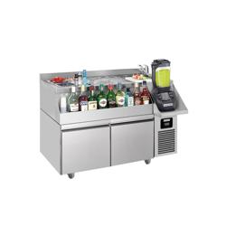 Bár/italhűtőasztal - 1,2 x 0,6 m - 150 liter - 2 fiókkal 1/1 és polcokkal