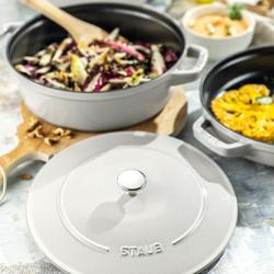 STAUB | STACKABLE SET - طقم طناجر طبخ - قطعتين - قطر 240 مم - حديد زهر - أبيض الكمأ