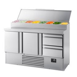 Balcão de preparação de alimentos (GN) - 1,46 x 0,7 m - com 2 portas e 2 gavetas 1/2 e 1/3