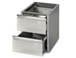 Cajón para mesa de acero Inox. PREMIUM 0,4 m - con 2 cajones - módulo de subestructura para la Acero inoxidable mesa de trabajo 600 de fondo
