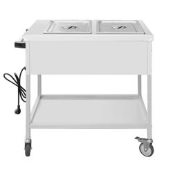 Bain-marie wagen - 1,95 kW - 2x GN 1/1 - temperatuur per bad afzonderlijk regelbaar - met aftapkraan