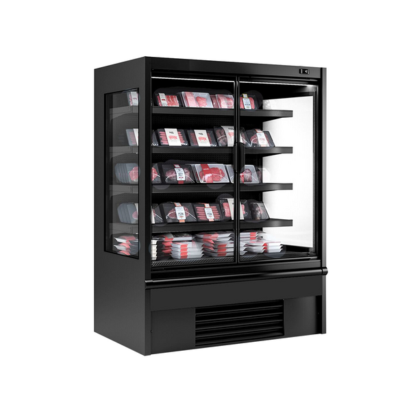 Estante de refrigeración de pared negro - 1,33 x 0,88 m - con 4 estantes