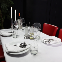 (5 stuks) Damast tafelkleed Tessin Atlas - 130 x 170 cm - Wit	 