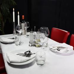 (5 Stück) Damast Tischdecke Tessin Atlas - 130 x 190 cm - Weiß