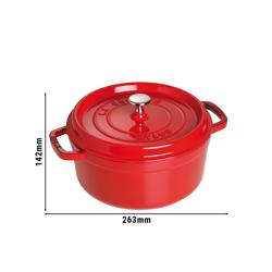 STAUB | Cocotte Round Enamelled Cast Iron Casserole Dish – Ø 200 mm – Cherry Red