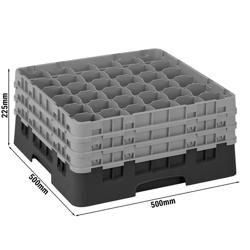 CAMBRO | CAMRACK® - Üvegmosó kosár 1/1 3 hosszabbítóval - 500x500mm - 36 rekesz - Fekete