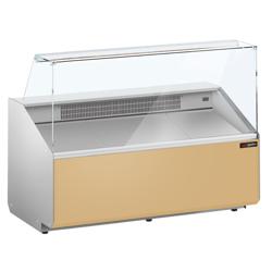 Banco gastronomia professionale - 1568x979mm - Statica - 324 L - Vetro dritto - Colore Grigio scuro - Pannello frontale Beige