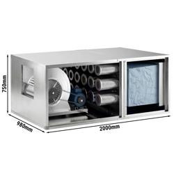 Poistoilman puhdistusjärjestelmä 5400 m³ - esisuodattimella, taskusuodattimella ja aktiivihiilisuodattimella