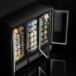 Murale Refrigerato Professionale - 1890mm - 1539l - +2°/+8°C - con 3 porte a battente in vetrocamera & 5 ripiani - Nero opaco