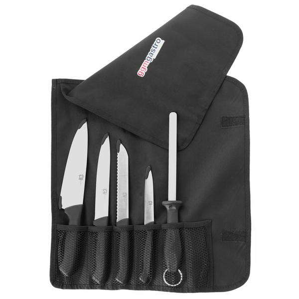 Conjunto de facas com bolsa - Lâmina: 120/175/180/190mm - aço inoxidável - com bolsa para facas