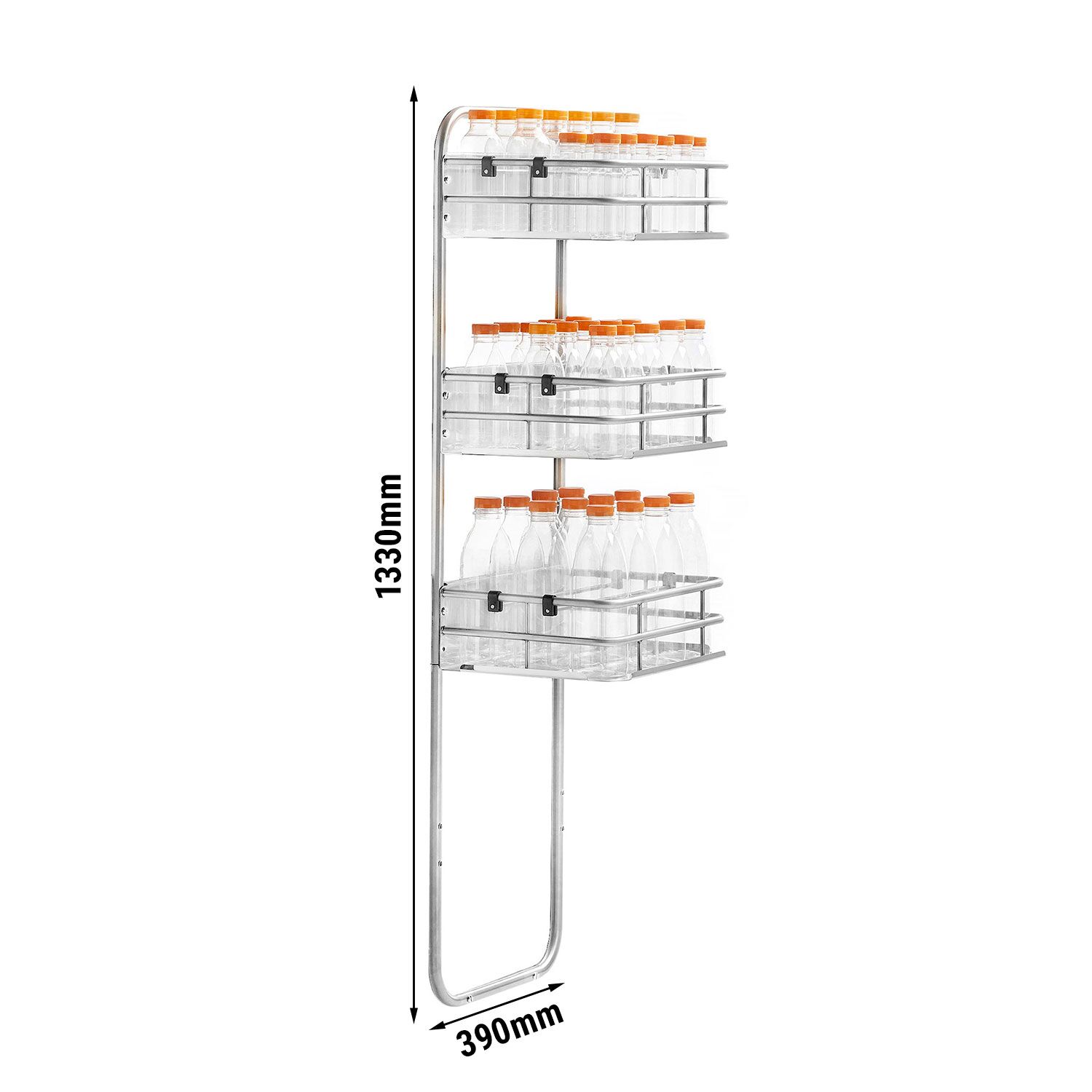 Étagère pour bouteilles et verres - Acier inoxydable - sur pied - avec 3 paniers - 390x310x1330mm - pour support de presse-agrumes