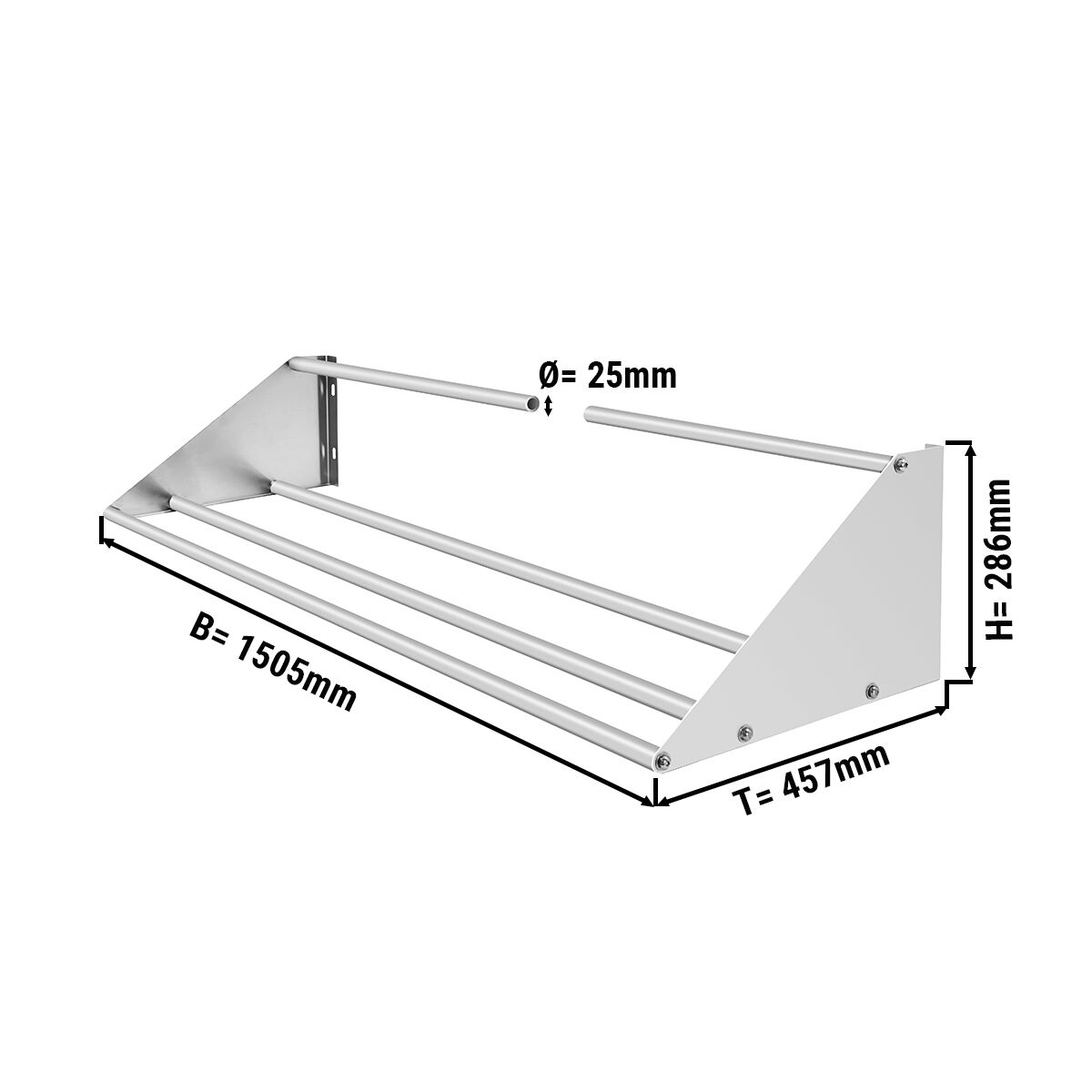 Étagère murale pour paniers de lavage – 1500 mm – 1 niveau