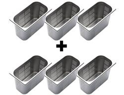 (6 pieces) Gastronorm Container - 1/3 - Stainless Steel - Perforated - 200 mm