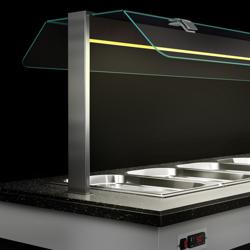 Banco buffet professionale refrigerato DUBLINO - 1600mm - con vasca refrigerata - su ruote - per 4x GN 1/1 - Self Service