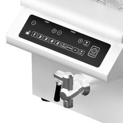 Friggitrice elettrica a induzione professionale da banco - 8L - 3,5kW - controllo elettronico della temperatura - con rubinetto di scarico - con alzacestello automatico