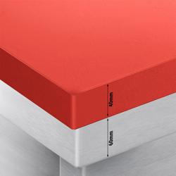 Tavolo armadiato in acciaio inox PREMIUM - 1000x700 mm - con porta scorrevole senza alzatina incl. tagliere rosso