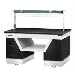 Banco buffet professionale refrigerato BELFAST - 1600mm - con piano refrigerato - su ruote - Nero - Self Service