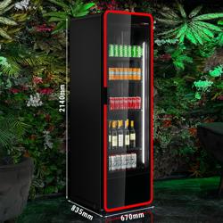 Drickakyl - 670 mm - 550 liter - med digital temperaturvisning - 1 glasdörr & RGB‑LED‑belysning - svart