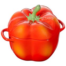STAUB | CERAMIQUE - Kookpot - Paprikavorm - Ø 110mm - Keramiek - Oranje-Rood