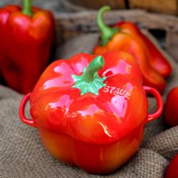 STAUB | CERAMIQUE - Kókuszdoboz - Paprika forma - Ø 110mm - Kerámia - Narancssárga-piros