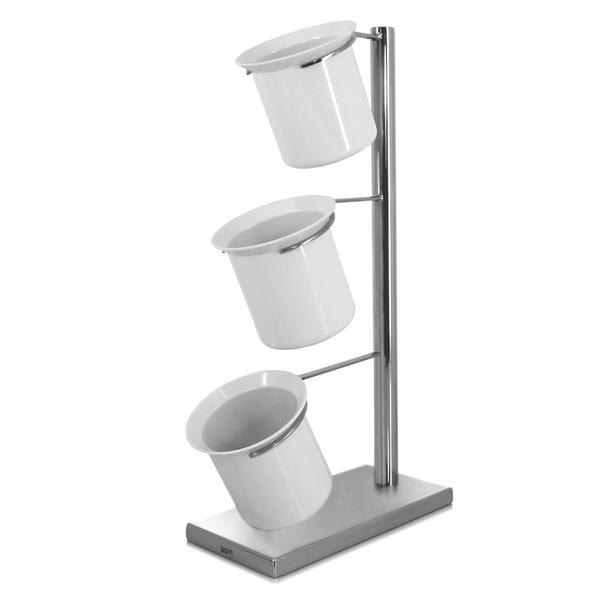 Suport tacâmuri - cu 3 compartimente - 130x270 mm - Înălțime: 550 mm - oțel inoxidabil