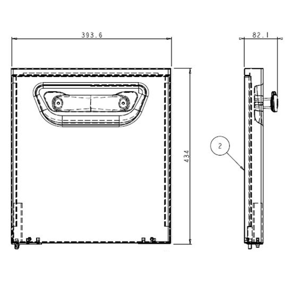 Porte de soubassement - 393x82x434mm - Inox AISI 304 - Série Paolo 700 - charnières à gauche