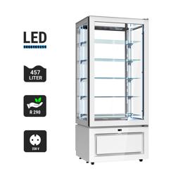 Vitrine réfrigérée 4 faces vitrées / Vitrine panoramique – 457 litres – 800 mm – 5 étagères – Blanc