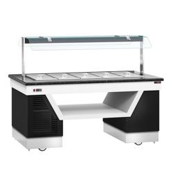 Buffet gekoeld BELFAST - 2000mm - met gekoelde kuip & zwenkwielen - voor 5x GN 1/1 - zwart