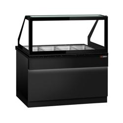 Vitrină caldă profesională TORONTO - 1500 mm - front negru - pentru 4x GN 1/1 - blat de lucru din granit negru