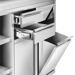 Arbeitsschrank - für Kaffeemaschine - 1200x600mm - mit 2 Schubladen, 1 Tür, Mülleimer & Aufkantung