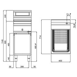 Electric Chip Scuttle - 1.00kW - 1x GN 1/1 - with base frame - Freestanding
