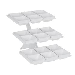 Tiered Buffet Stand with 18 Melamine Bowls – 140 × 140 mm Bowls - 320 × 460 × 412 mm