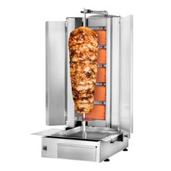 Macchina per Kebab Professionale a Gas  - 5 bruciatori - max 80kg - Da banco - incl. 2 protezioni laterali e 2 sportelli a battente